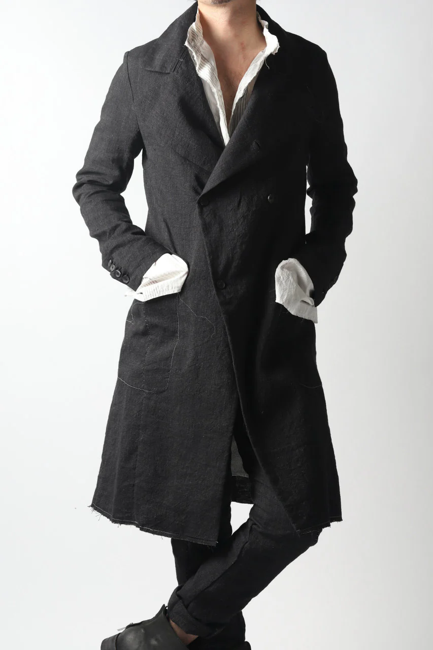 masnada SUMMER TRENCH COAT / COTONE DI LINO STAMPATO (BLACK) - Image 26