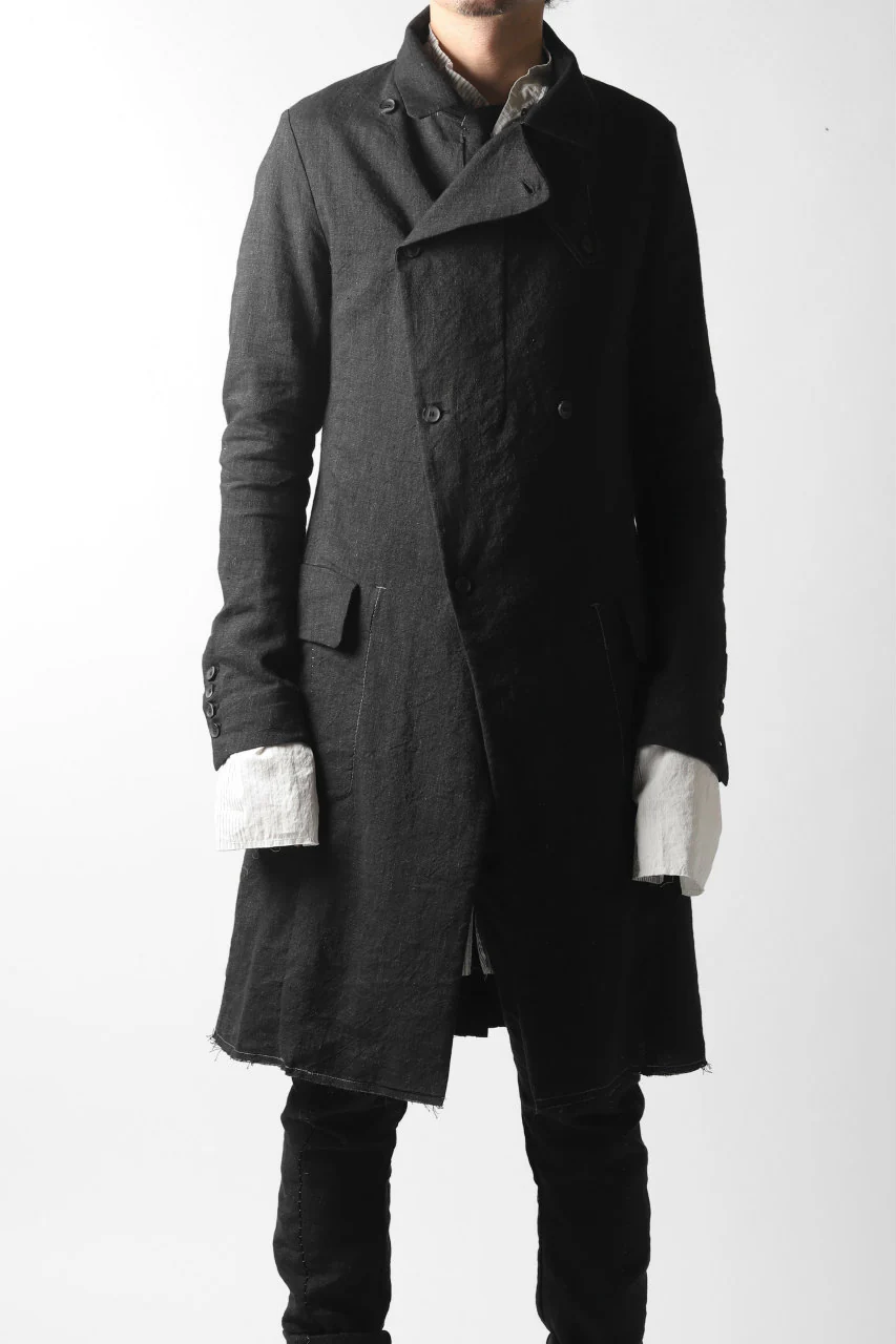 masnada SUMMER TRENCH COAT / COTONE DI LINO STAMPATO (BLACK) - Image 29
