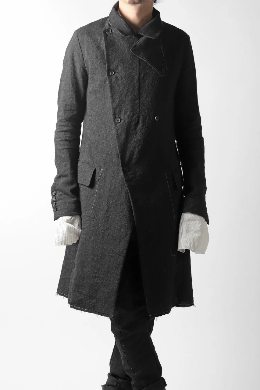 masnada SUMMER TRENCH COAT / COTONE DI LINO STAMPATO (BLACK) - Image 32