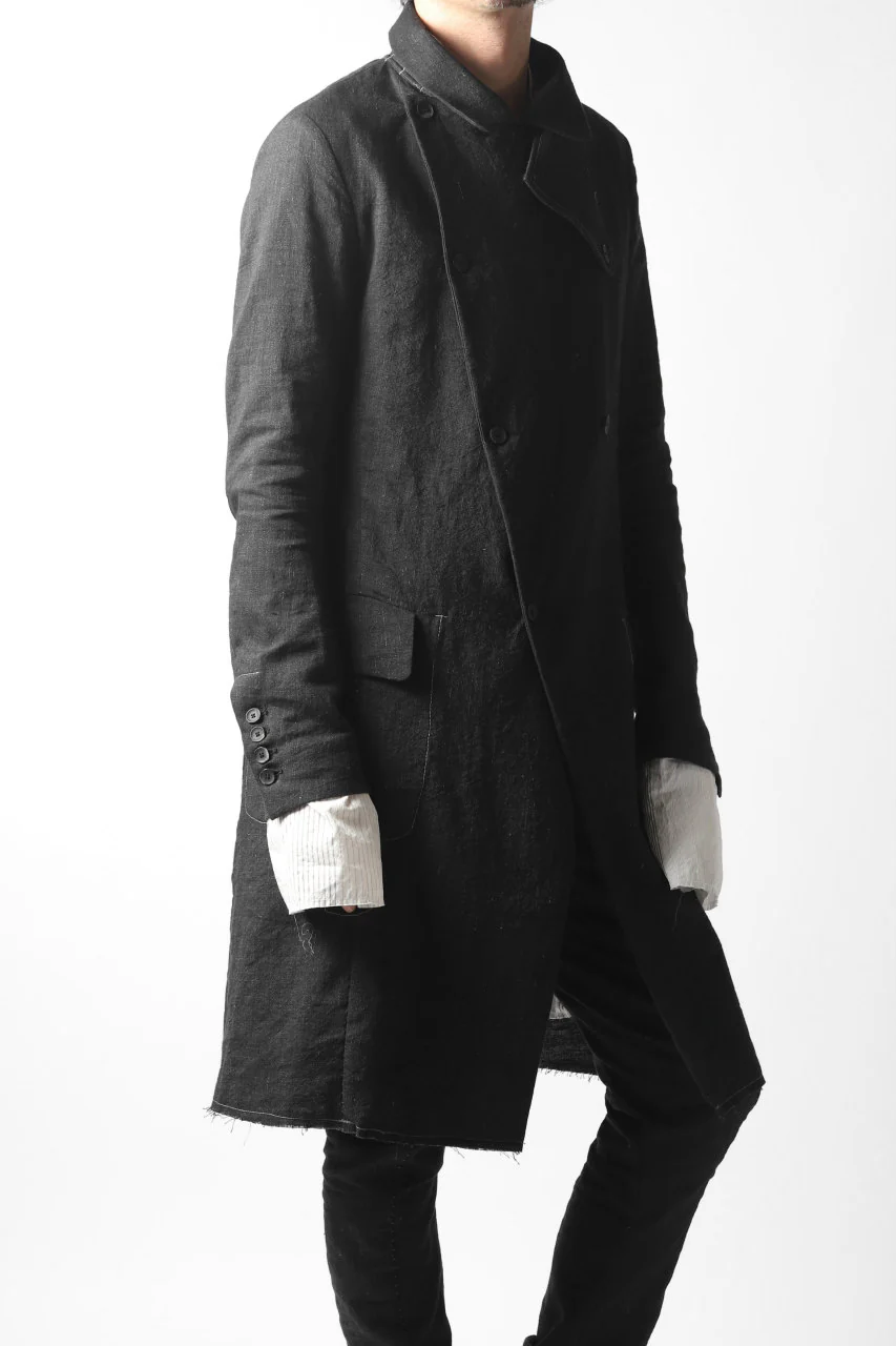 masnada SUMMER TRENCH COAT / COTONE DI LINO STAMPATO (BLACK) - Image 33
