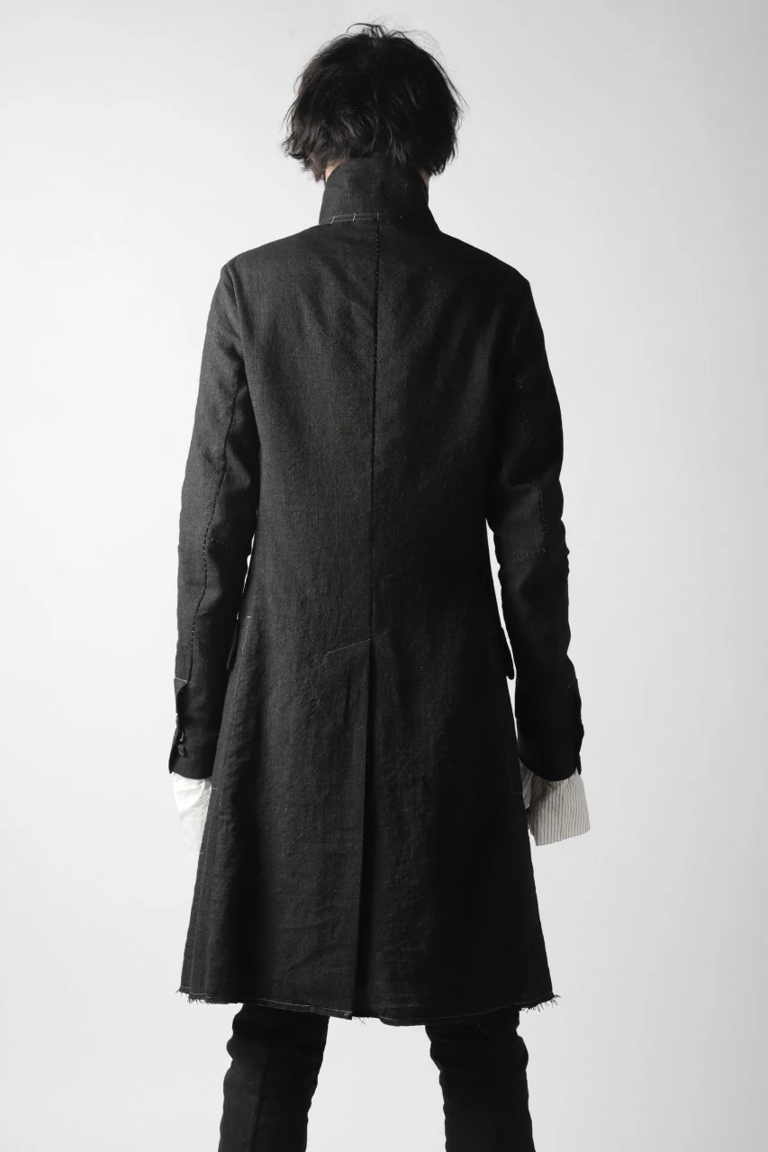 masnada SUMMER TRENCH COAT / COTONE DI LINO STAMPATO (BLACK) - Image 37
