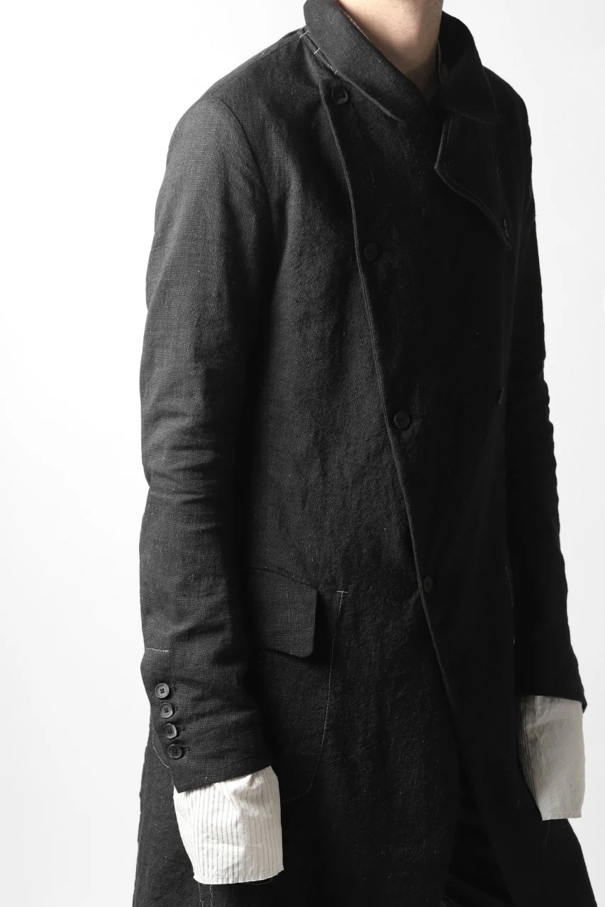 masnada SUMMER TRENCH COAT / COTONE DI LINO STAMPATO (BLACK) - Image 38