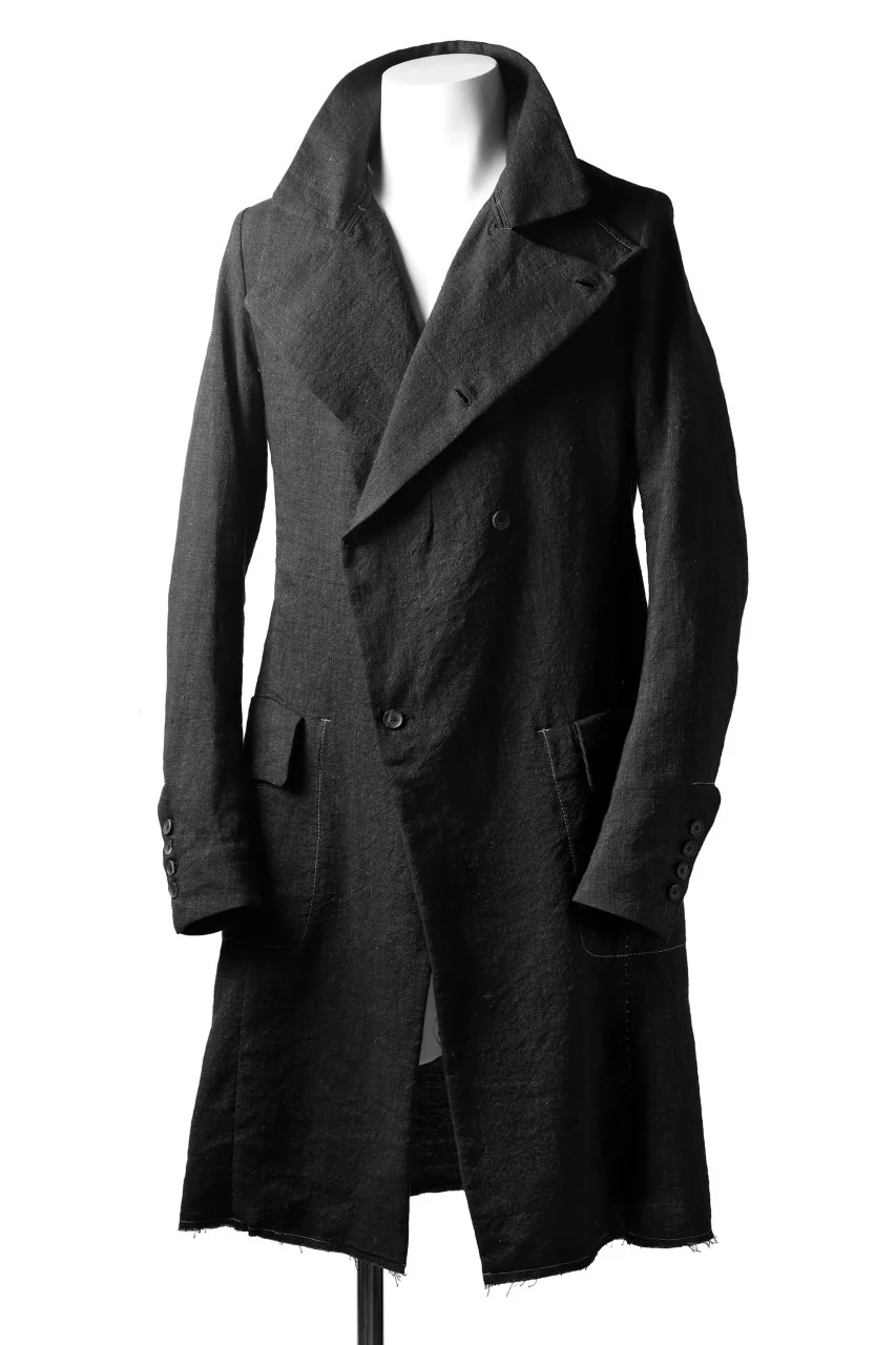 masnada SUMMER TRENCH COAT / COTONE DI LINO STAMPATO (BLACK) - Image 4