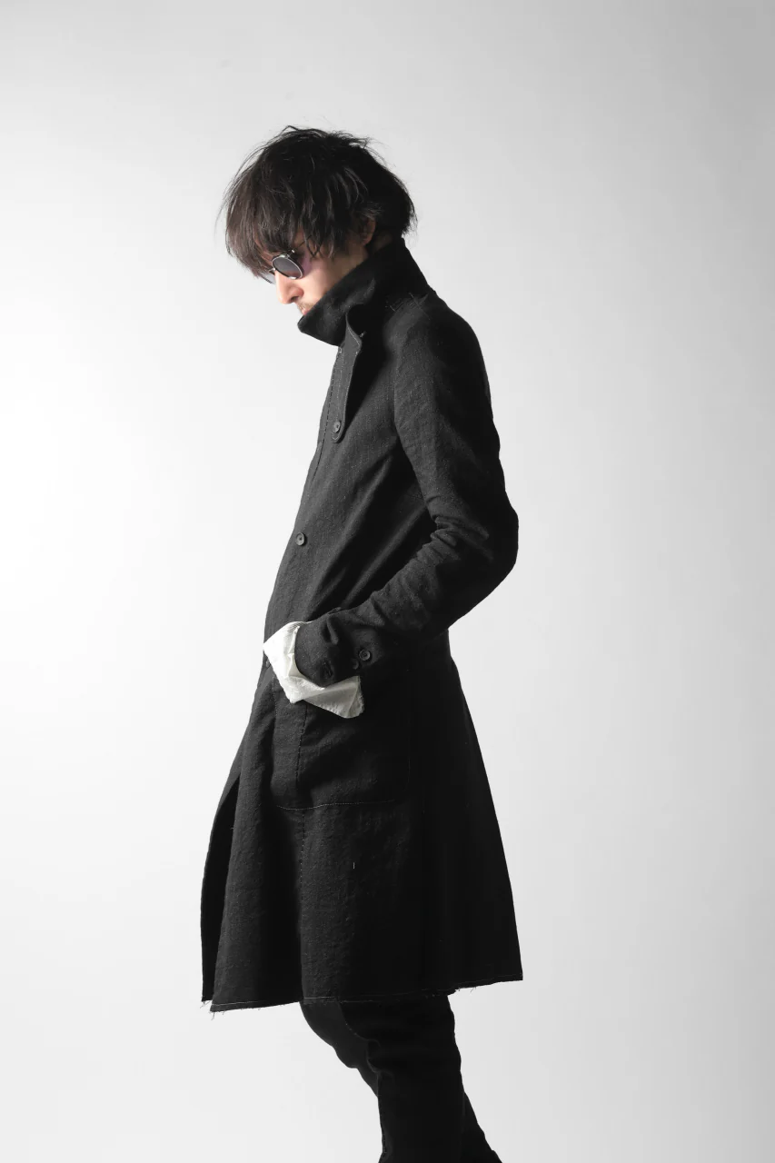 masnada SUMMER TRENCH COAT / COTONE DI LINO STAMPATO (BLACK) - Image 45