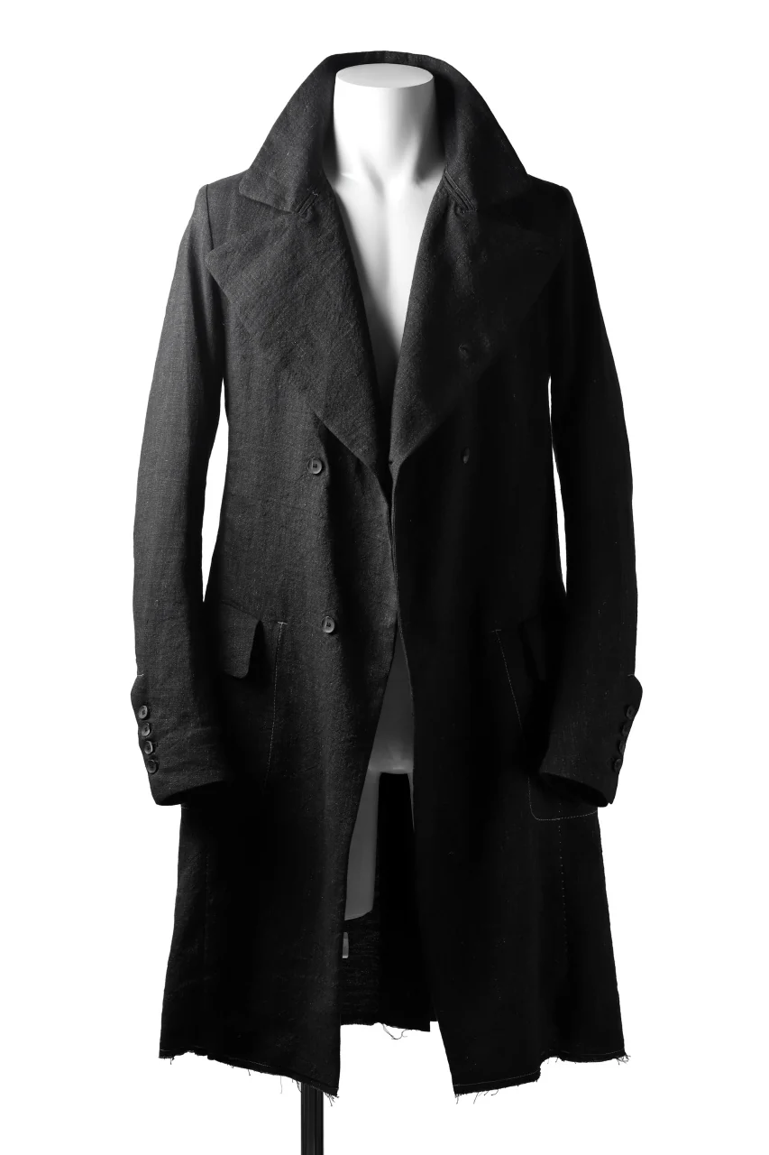 masnada SUMMER TRENCH COAT / COTONE DI LINO STAMPATO (BLACK) - Image 7