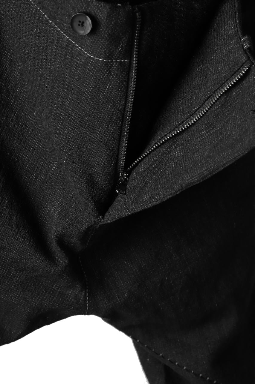 masnada TWIST SLIM TAPERED PANT / COTONE DI LINO STAMPATO (BLACK) - Image 29