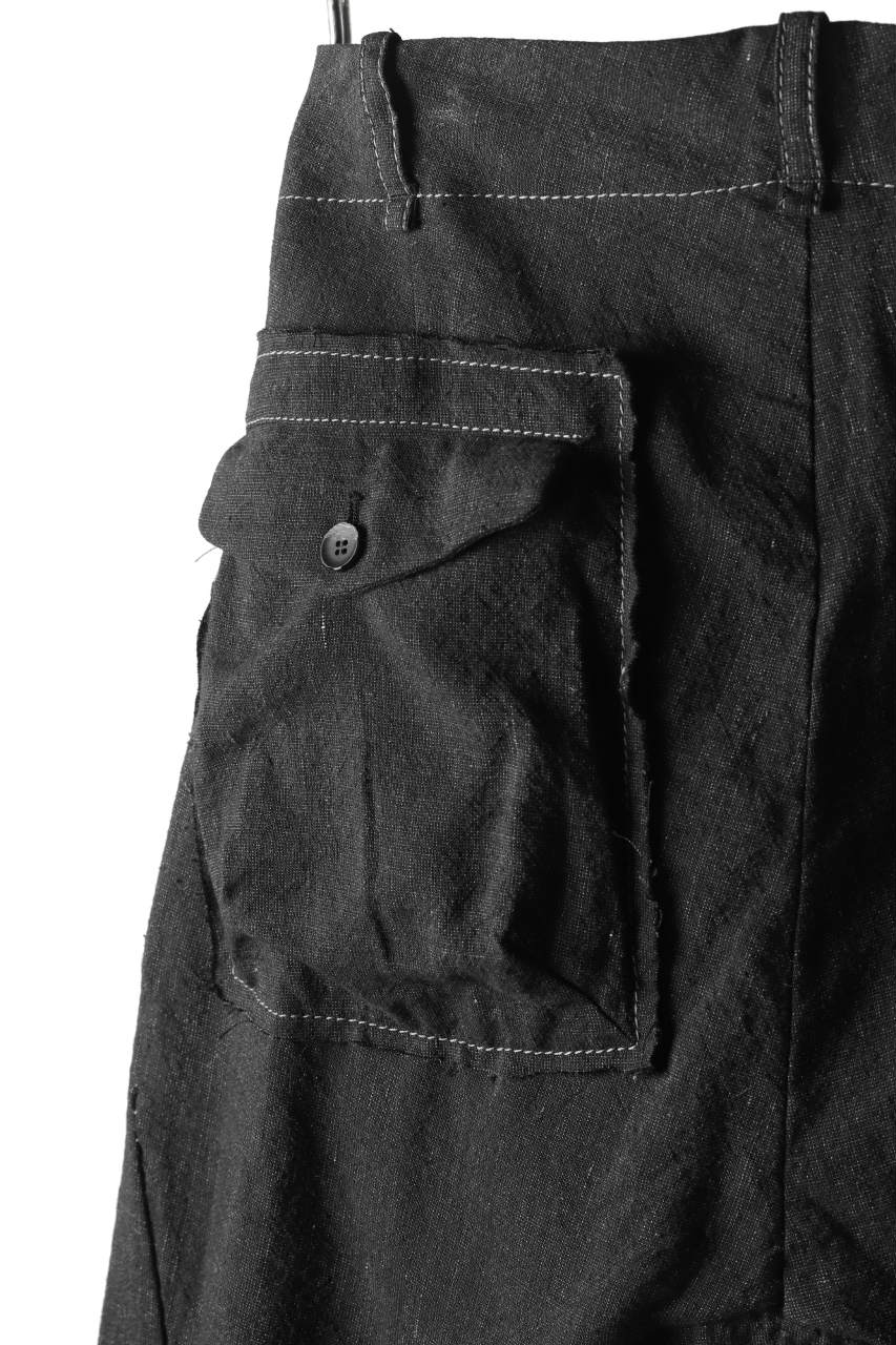 masnada TWIST SLIM TAPERED PANT / COTONE DI LINO STAMPATO (BLACK) - Image 33