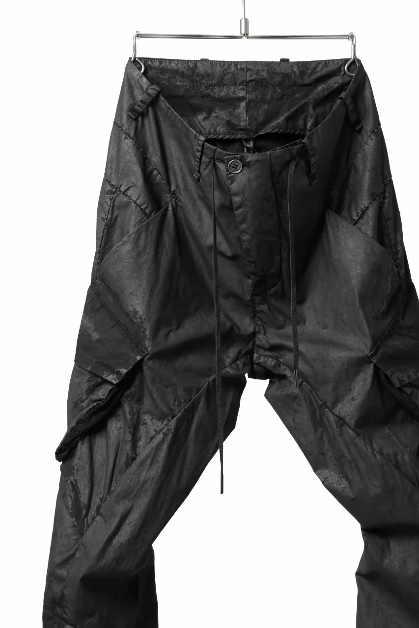 masnada VENTILATED BAGGY COMBAT PANTS / STRETCH PAPER POPELINE (SMEARED BLACK) - Image 11