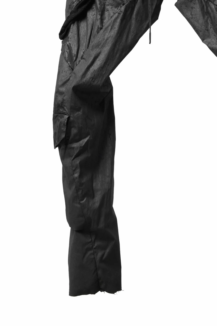 masnada VENTILATED BAGGY COMBAT PANTS / STRETCH PAPER POPELINE (SMEARED BLACK) - Image 12