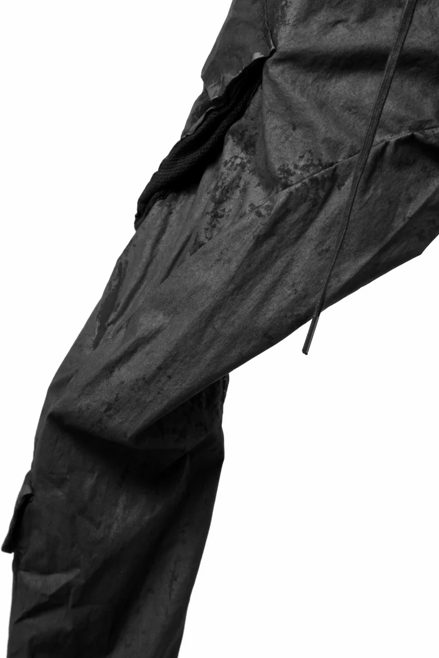masnada VENTILATED BAGGY COMBAT PANTS / STRETCH PAPER POPELINE (SMEARED BLACK) - Image 18