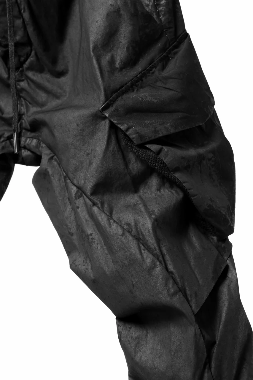 masnada VENTILATED BAGGY COMBAT PANTS / STRETCH PAPER POPELINE (SMEARED BLACK) - Image 19