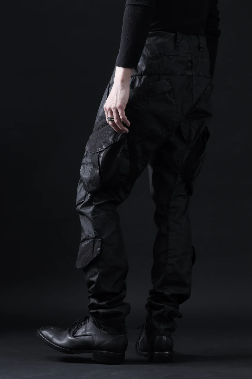masnada VENTILATED BAGGY COMBAT PANTS / STRETCH PAPER POPELINE (SMEARED BLACK) - Image 29