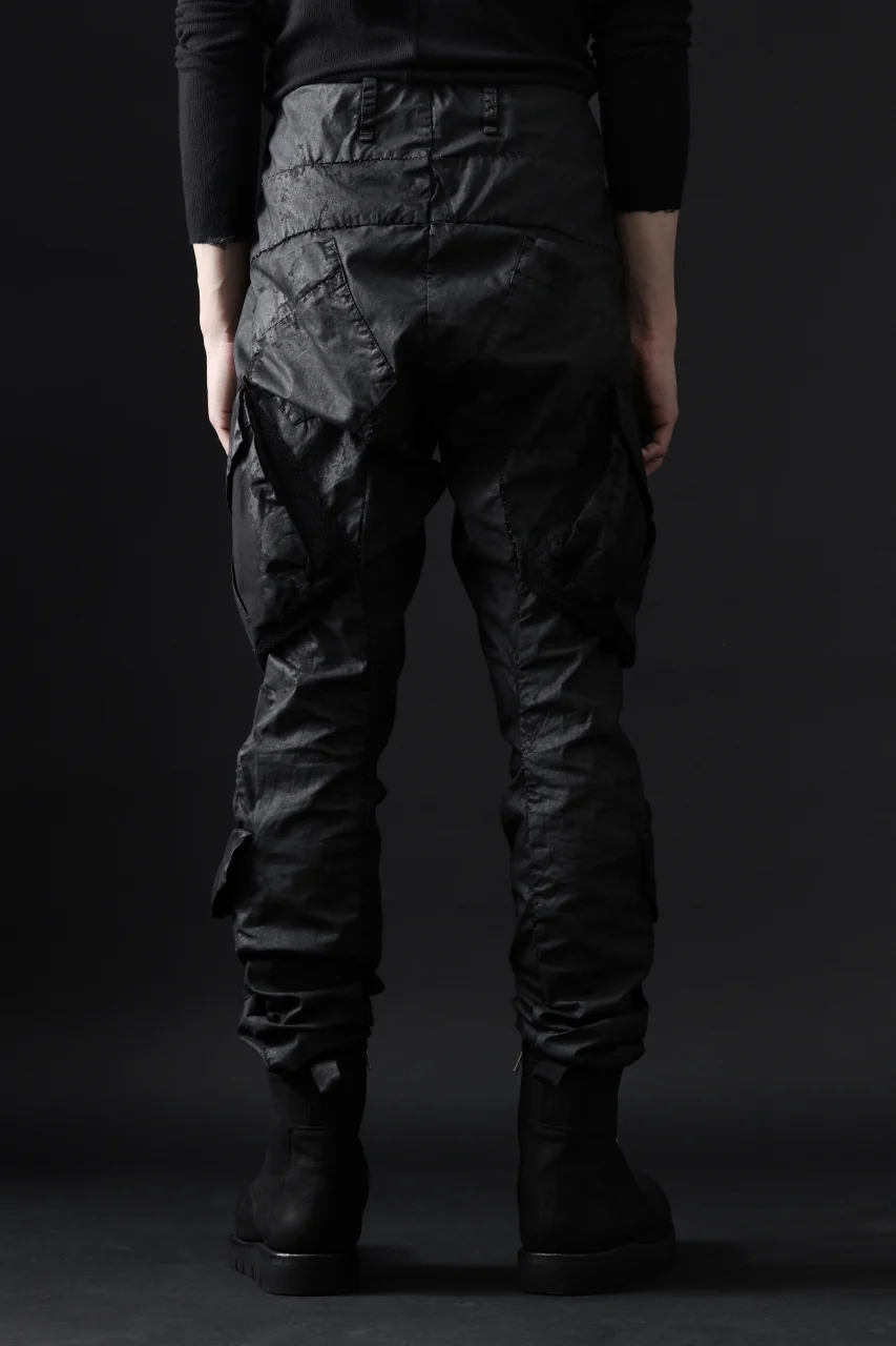 masnada VENTILATED BAGGY COMBAT PANTS / STRETCH PAPER POPELINE (SMEARED BLACK) - Image 33