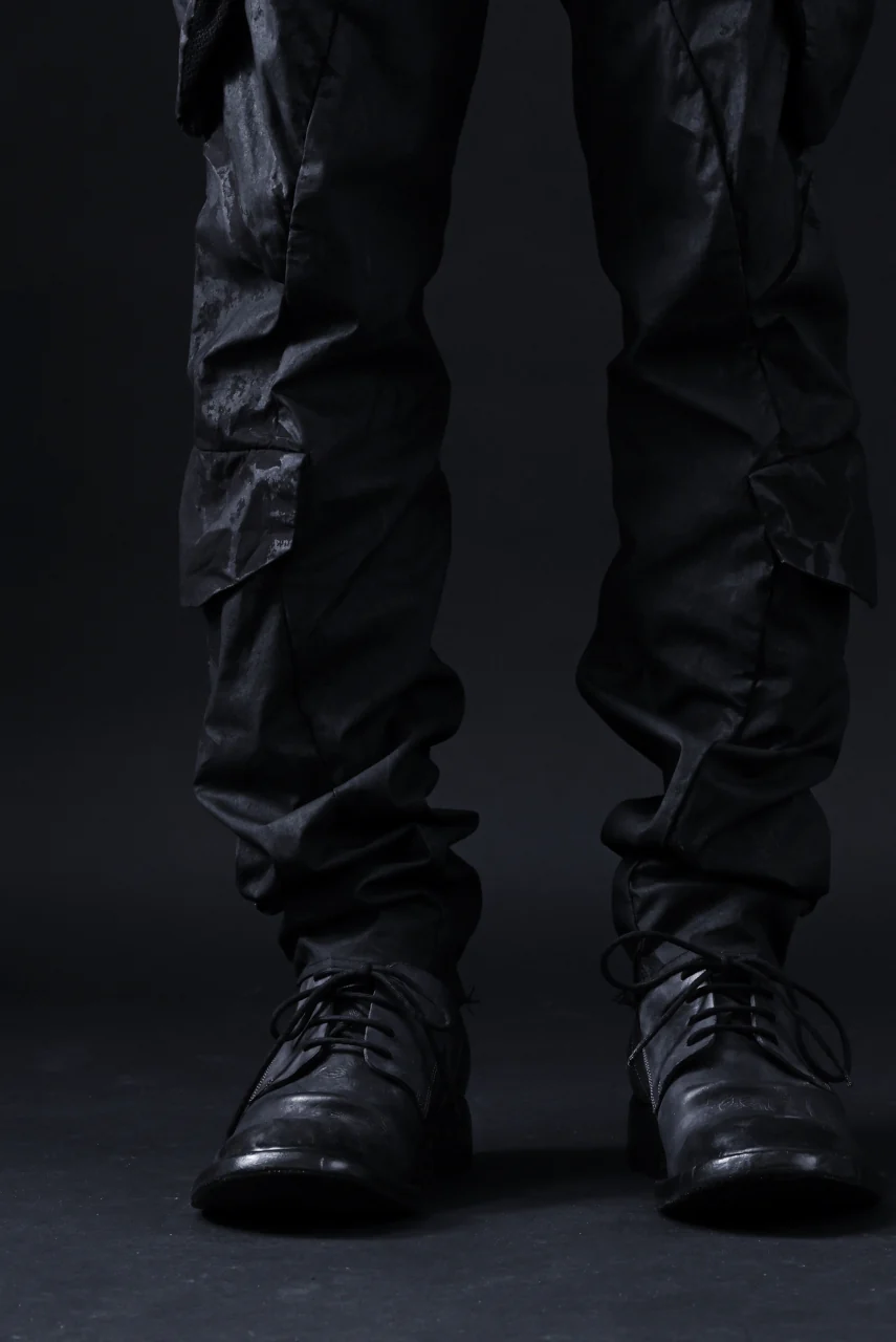 masnada VENTILATED BAGGY COMBAT PANTS / STRETCH PAPER POPELINE (SMEARED BLACK) - Image 38