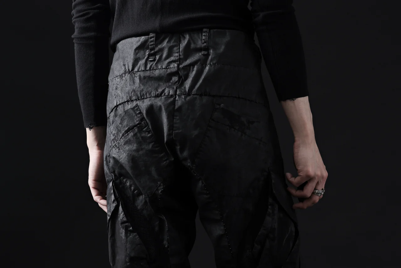 masnada VENTILATED BAGGY COMBAT PANTS / STRETCH PAPER POPELINE (SMEARED BLACK) - Image 46