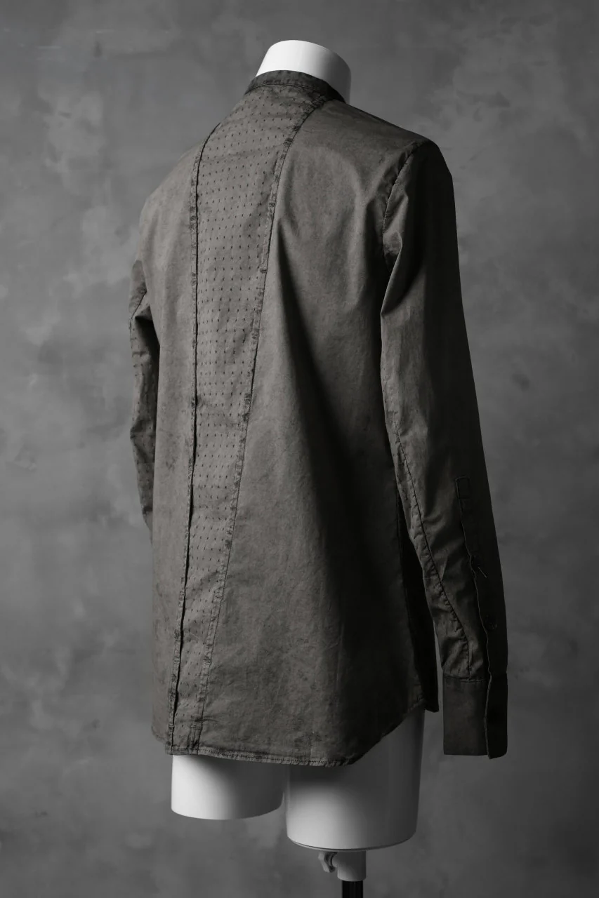 masnada VENTILATED COLLARLESS SHIRT / SUPER POPELINE STRETCH (ROCK) - Image 13
