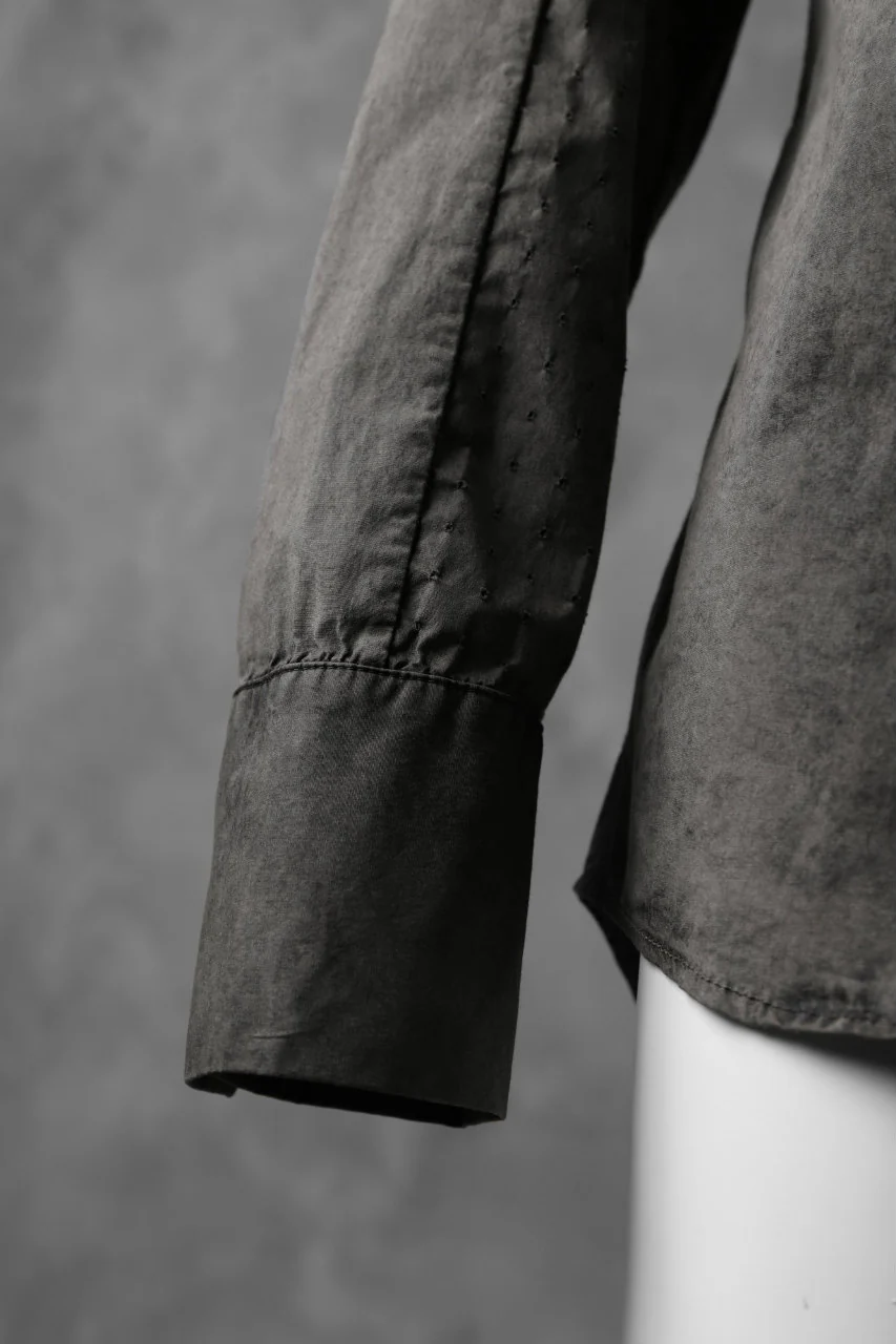 masnada VENTILATED COLLARLESS SHIRT / SUPER POPELINE STRETCH (ROCK) - Image 16