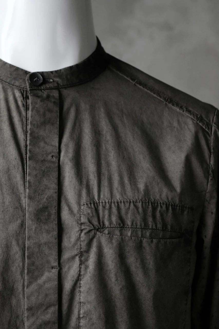 masnada VENTILATED COLLARLESS SHIRT / SUPER POPELINE STRETCH (ROCK) - Image 18