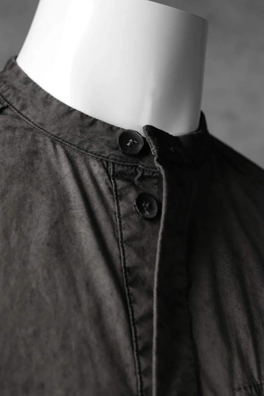 masnada VENTILATED COLLARLESS SHIRT / SUPER POPELINE STRETCH (ROCK) - Image 19