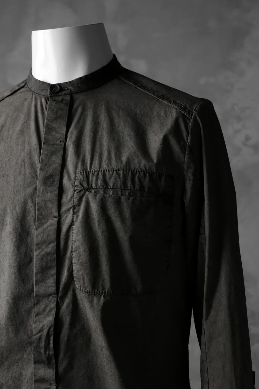 masnada VENTILATED COLLARLESS SHIRT / SUPER POPELINE STRETCH (ROCK) - Image 21