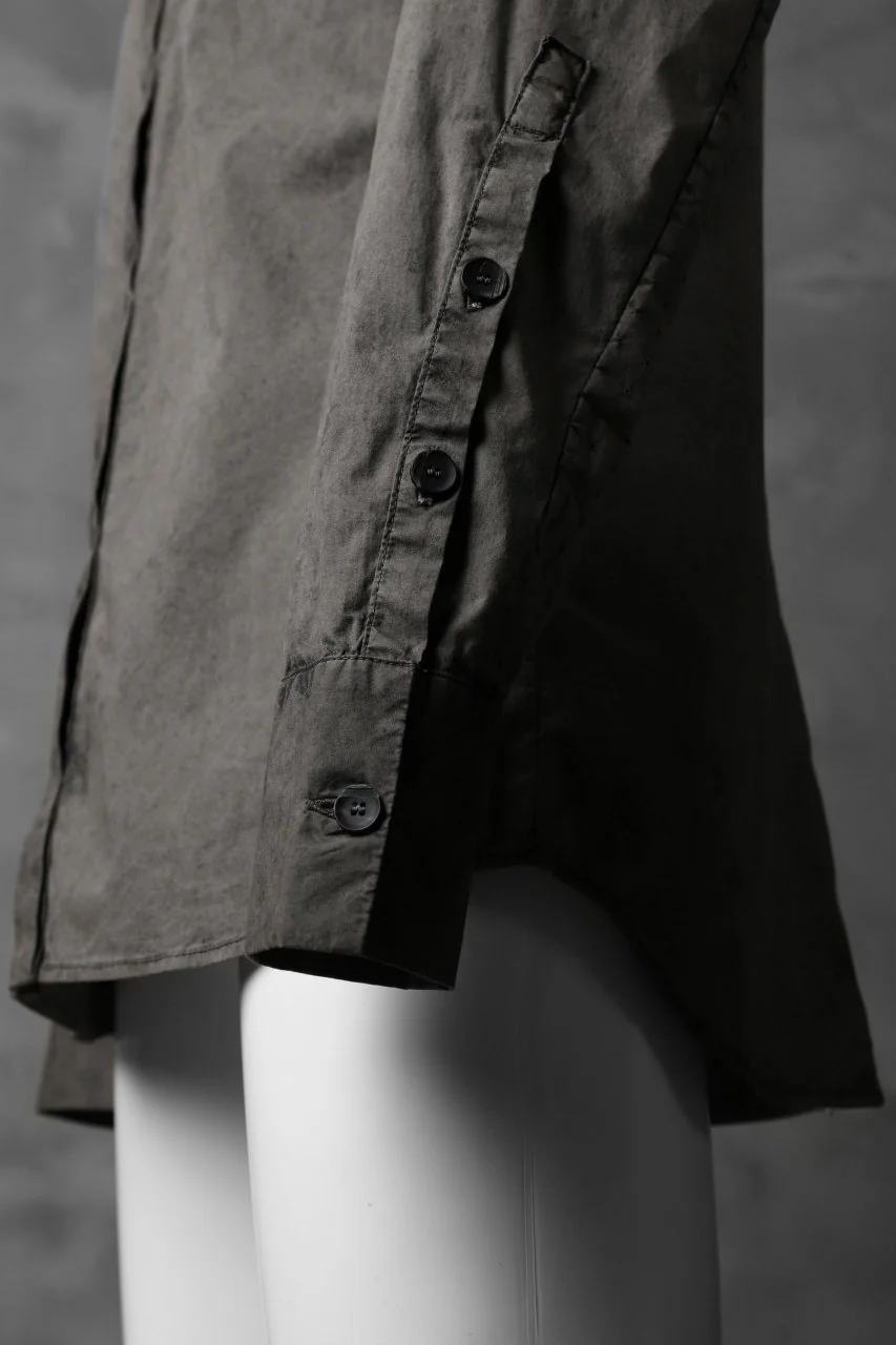 masnada VENTILATED COLLARLESS SHIRT / SUPER POPELINE STRETCH (ROCK) - Image 25