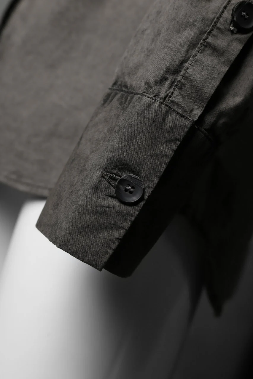 masnada VENTILATED COLLARLESS SHIRT / SUPER POPELINE STRETCH (ROCK) - Image 26