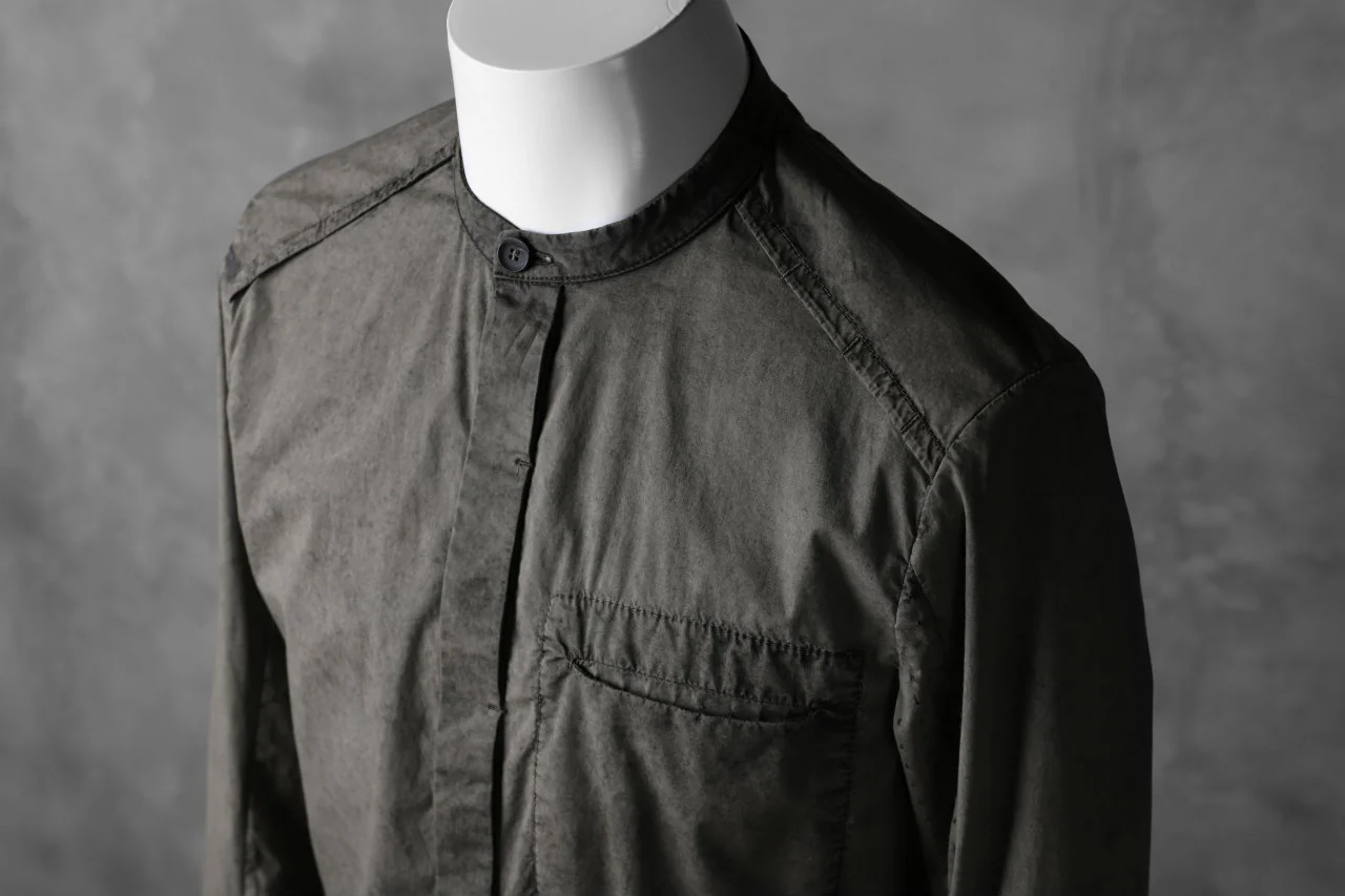 masnada VENTILATED COLLARLESS SHIRT / SUPER POPELINE STRETCH (ROCK) - Image 31