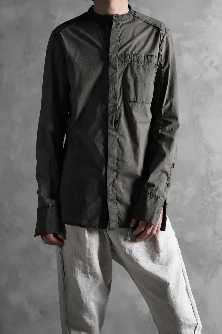 masnada VENTILATED COLLARLESS SHIRT / SUPER POPELINE STRETCH (ROCK) - Image 34