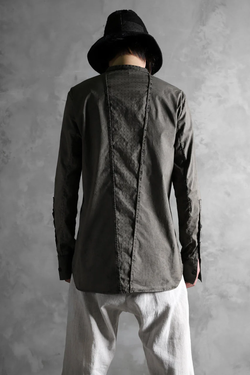 masnada VENTILATED COLLARLESS SHIRT / SUPER POPELINE STRETCH (ROCK) - Image 38