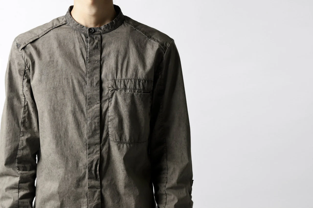 masnada VENTILATED COLLARLESS SHIRT / SUPER POPELINE STRETCH (ROCK) - Image 50