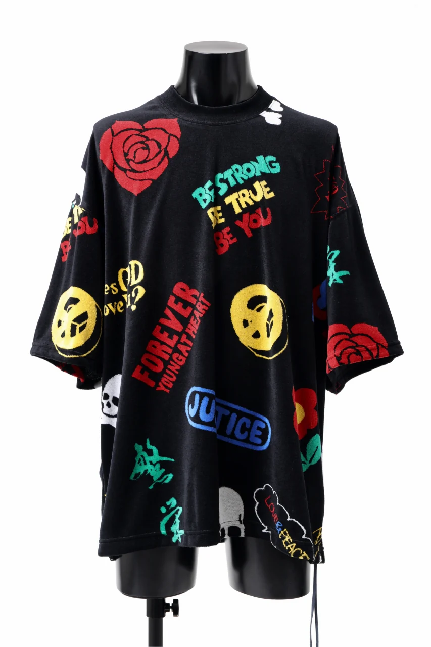 mastermind JAPAN ALL-OVER DESIGN VELOUR TEE / BOXY FIT (MULTI)