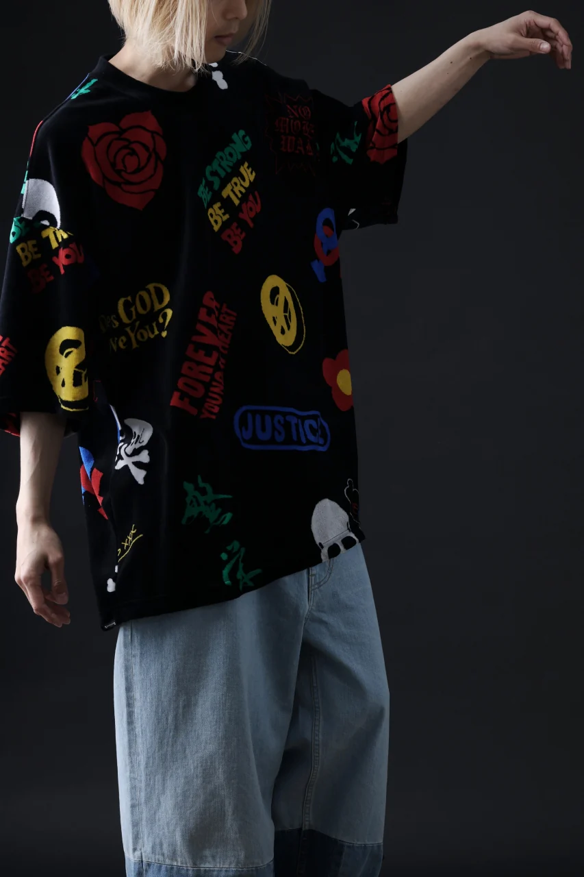 mastermind JAPAN ALL-OVER DESIGN VELOUR TEE / BOXY FIT (MULTI) - Image 24