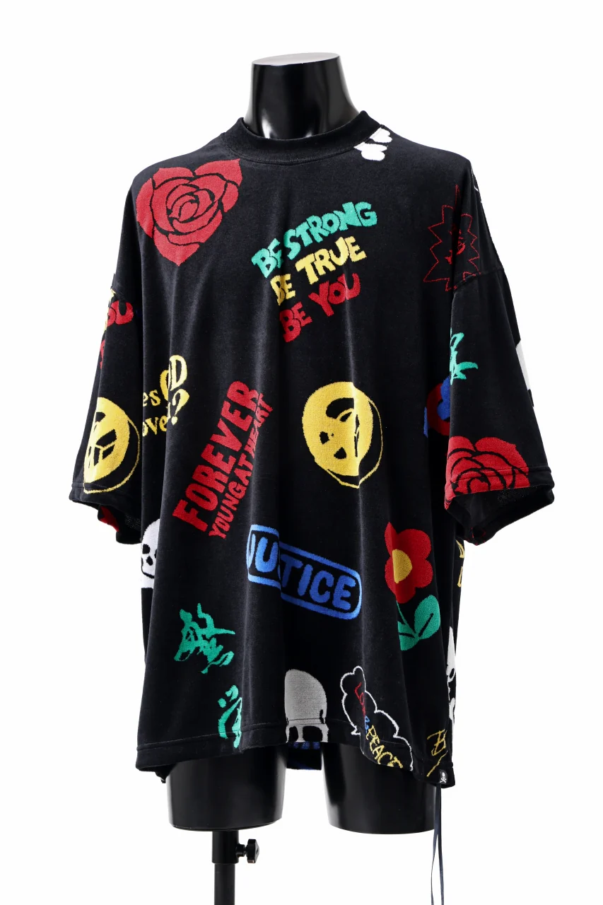 mastermind JAPAN ALL-OVER DESIGN VELOUR TEE / BOXY FIT (MULTI) - Image 4