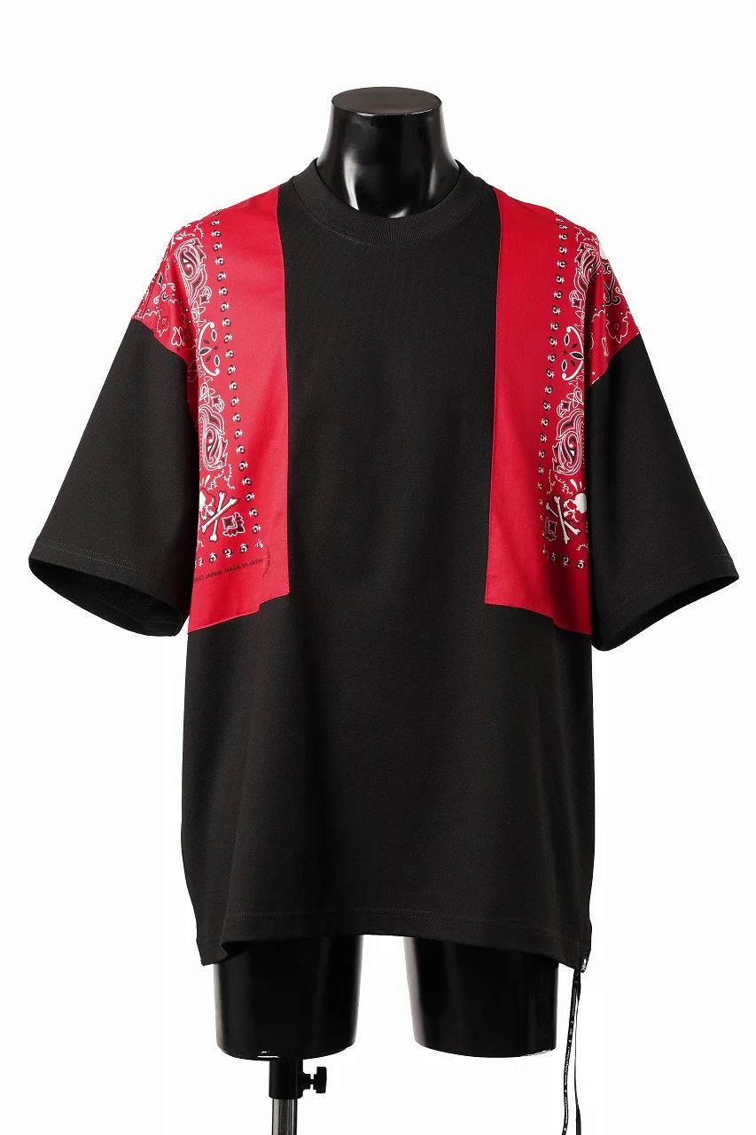 mastermind JAPAN BANDANA SS TEE / BOXY FIT (BLACK x RED)