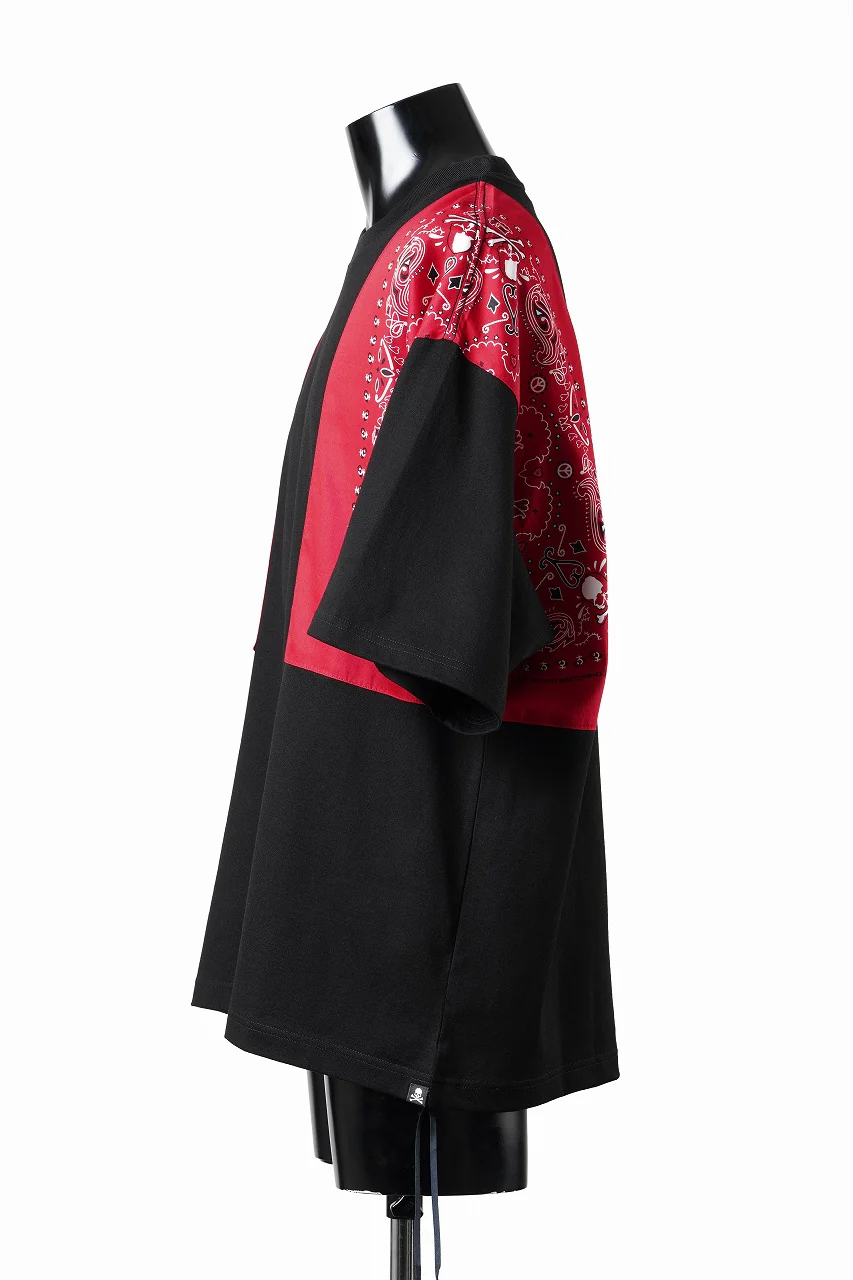 mastermind JAPAN BANDANA SS TEE / BOXY FIT (BLACK x RED) - Image 5