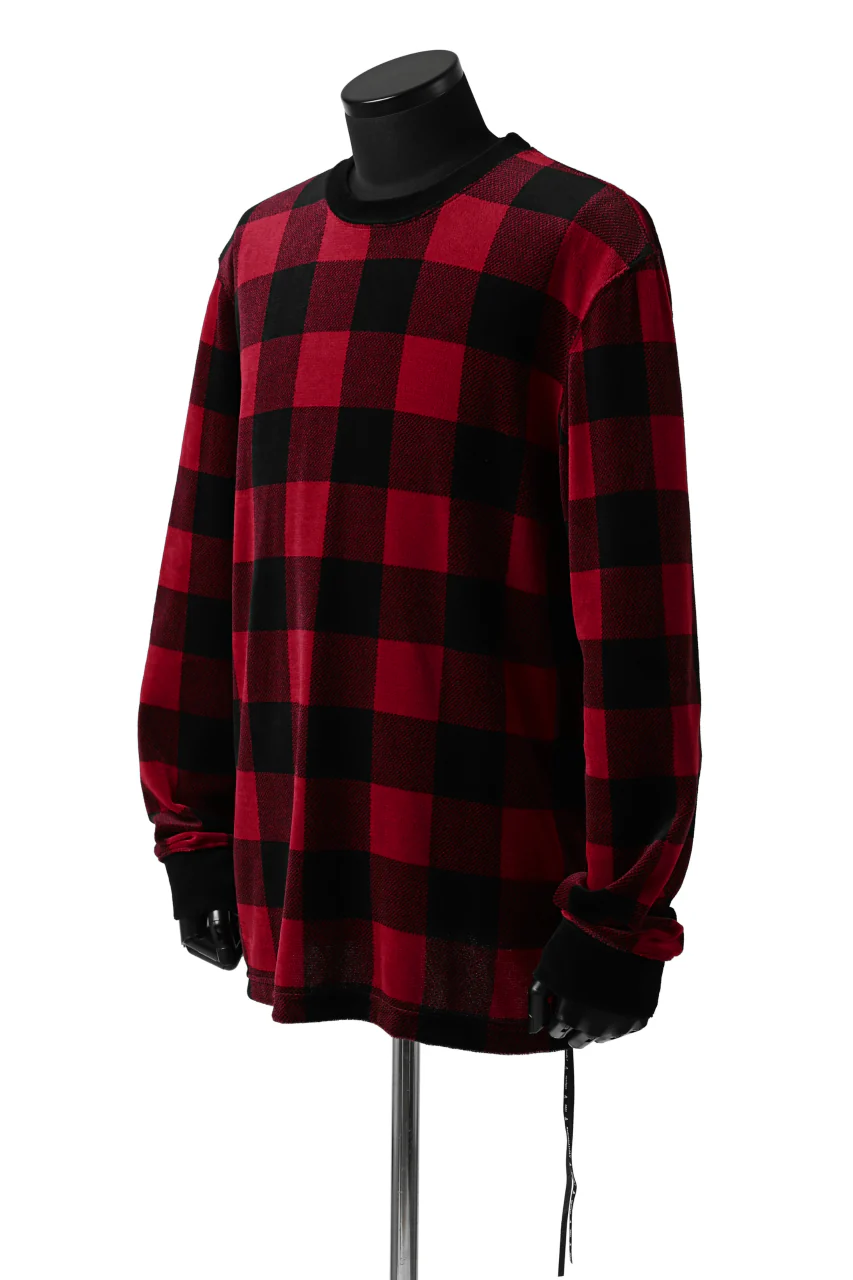 mastermind JAPAN BLOCK CHECK LS TOPS / JACQUARD VELOUR (RED) - Image 10