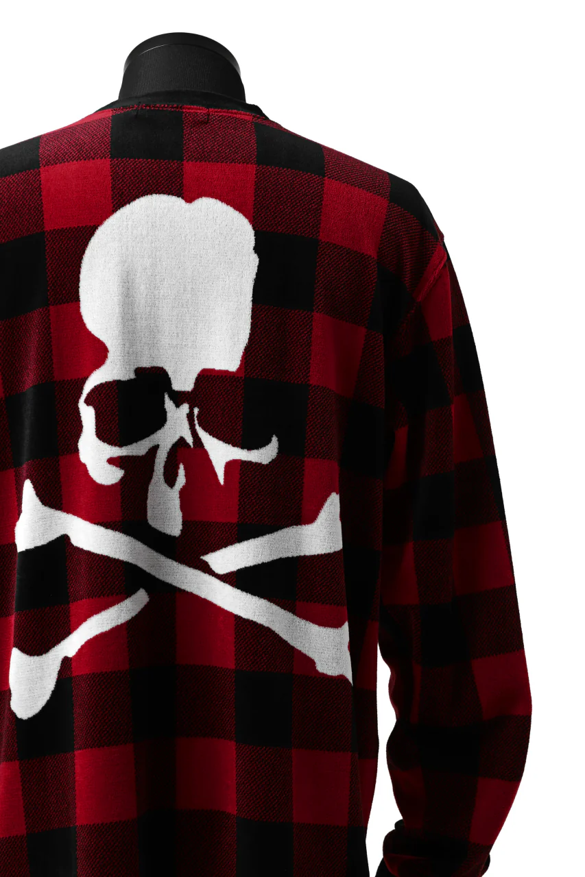 mastermind JAPAN BLOCK CHECK LS TOPS / JACQUARD VELOUR (RED) - Image 14