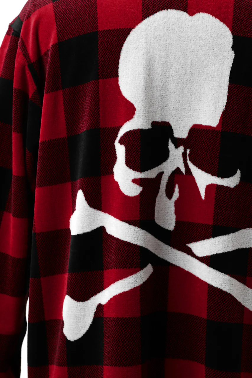 mastermind JAPAN BLOCK CHECK LS TOPS / JACQUARD VELOUR (RED) - Image 15
