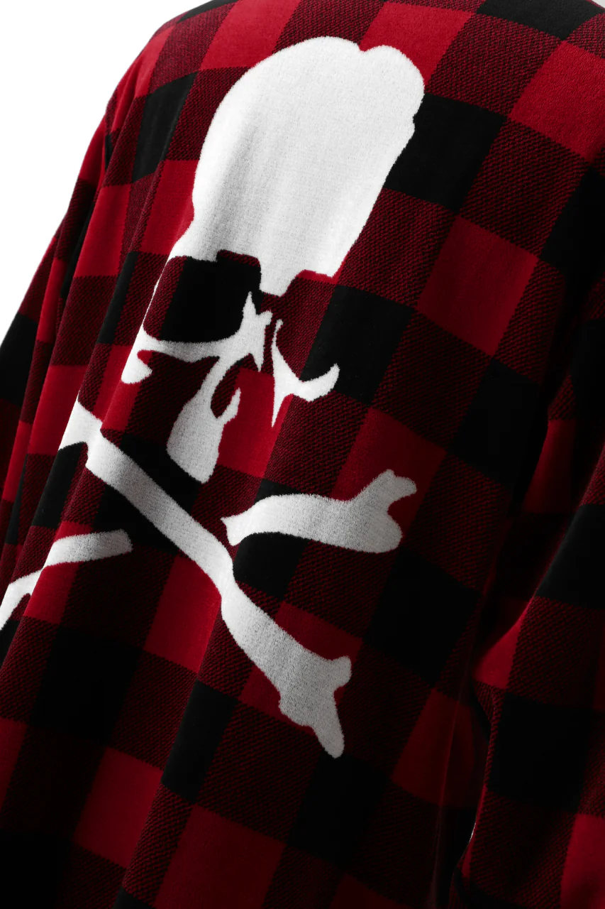 mastermind JAPAN BLOCK CHECK LS TOPS / JACQUARD VELOUR (RED) - Image 16