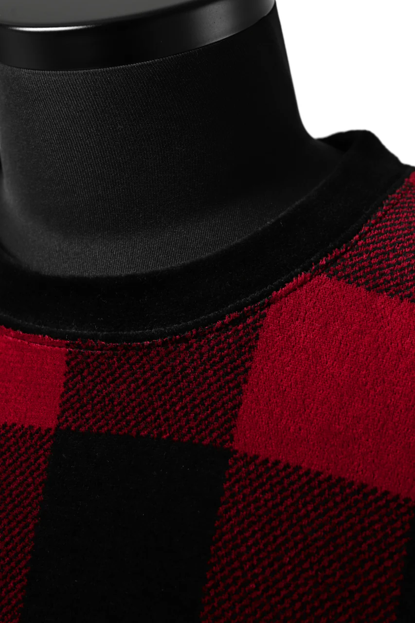 mastermind JAPAN BLOCK CHECK LS TOPS / JACQUARD VELOUR (RED) - Image 19
