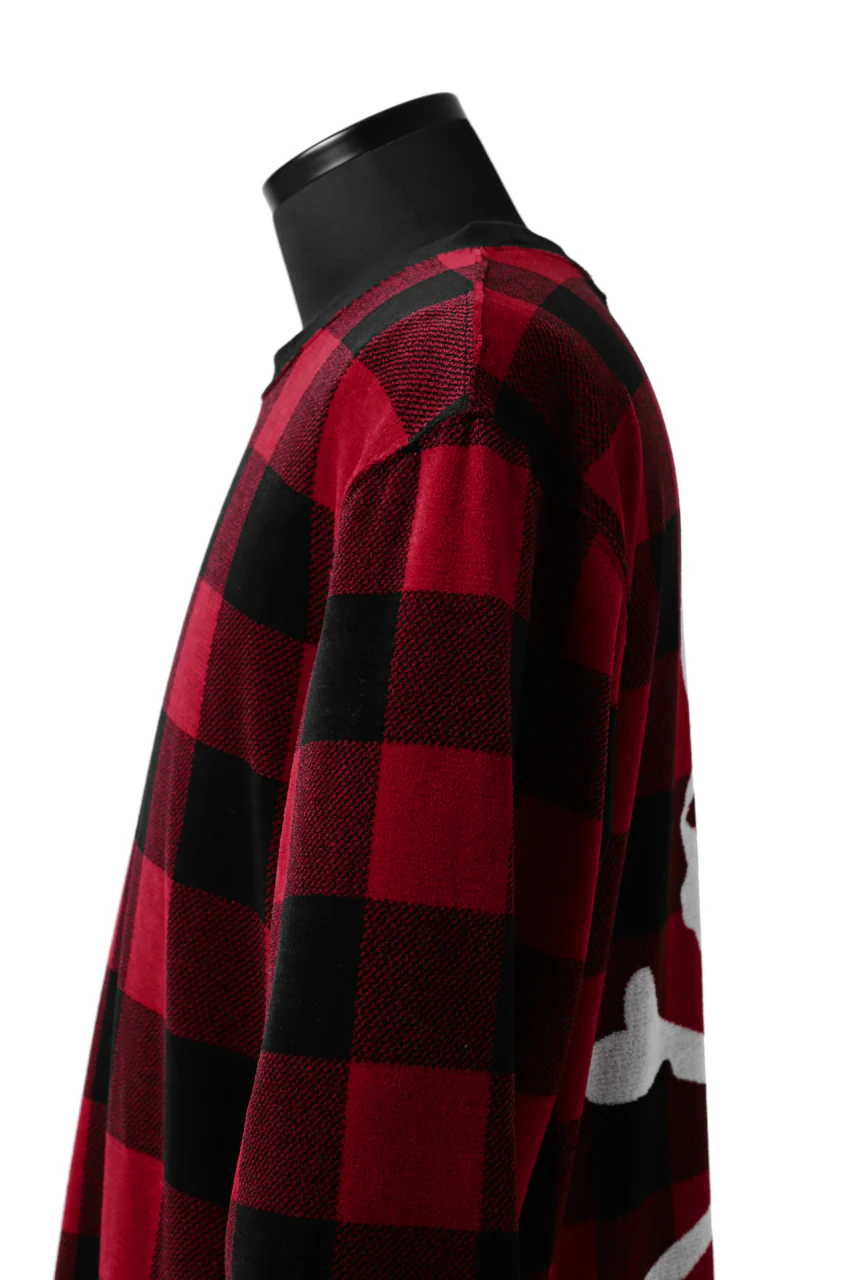 mastermind JAPAN BLOCK CHECK LS TOPS / JACQUARD VELOUR (RED) - Image 20