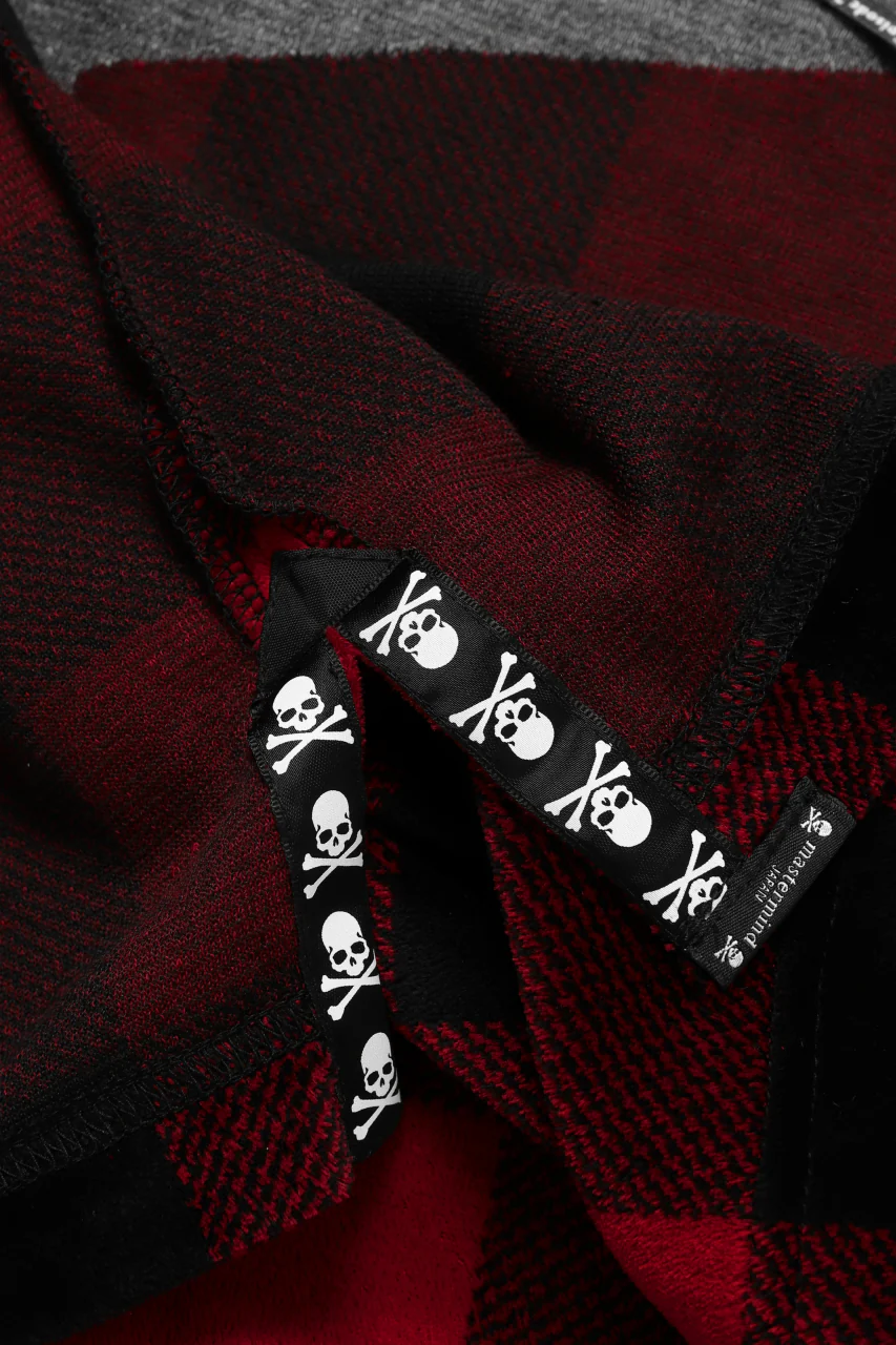 mastermind JAPAN BLOCK CHECK LS TOPS / JACQUARD VELOUR (RED) - Image 24