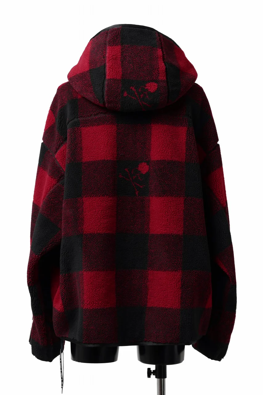 mastermind JAPAN BUFFALO-PLAID SHERPA JACKET / BOXY FIT (BLACK x RED) - Image 12