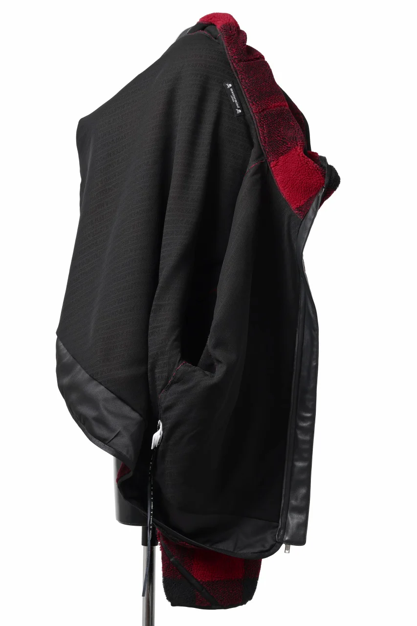 mastermind JAPAN BUFFALO-PLAID SHERPA JACKET / BOXY FIT (BLACK x RED) - Image 14