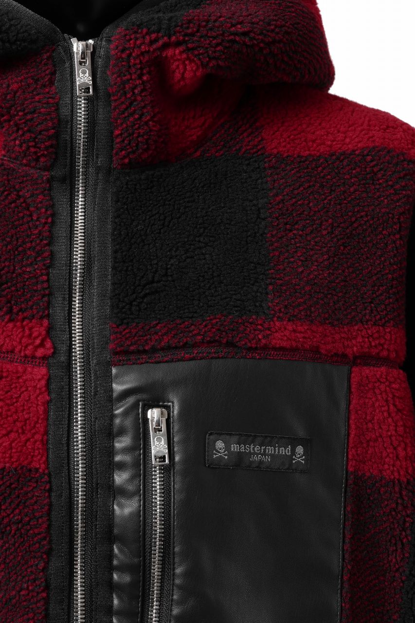 mastermind JAPAN BUFFALO-PLAID SHERPA JACKET / BOXY FIT (BLACK x RED) - Image 17