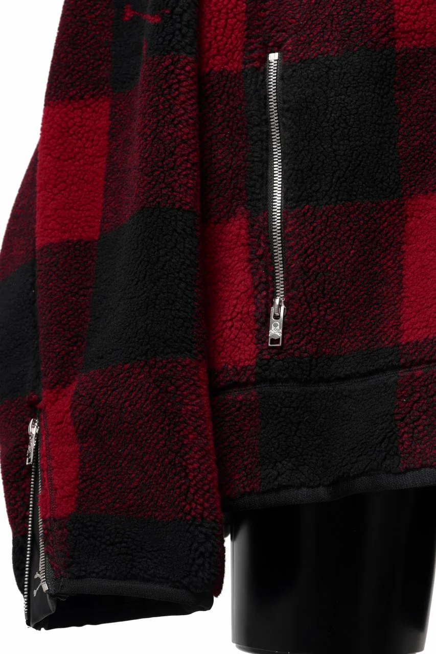mastermind JAPAN BUFFALO-PLAID SHERPA JACKET / BOXY FIT (BLACK x RED) - Image 19