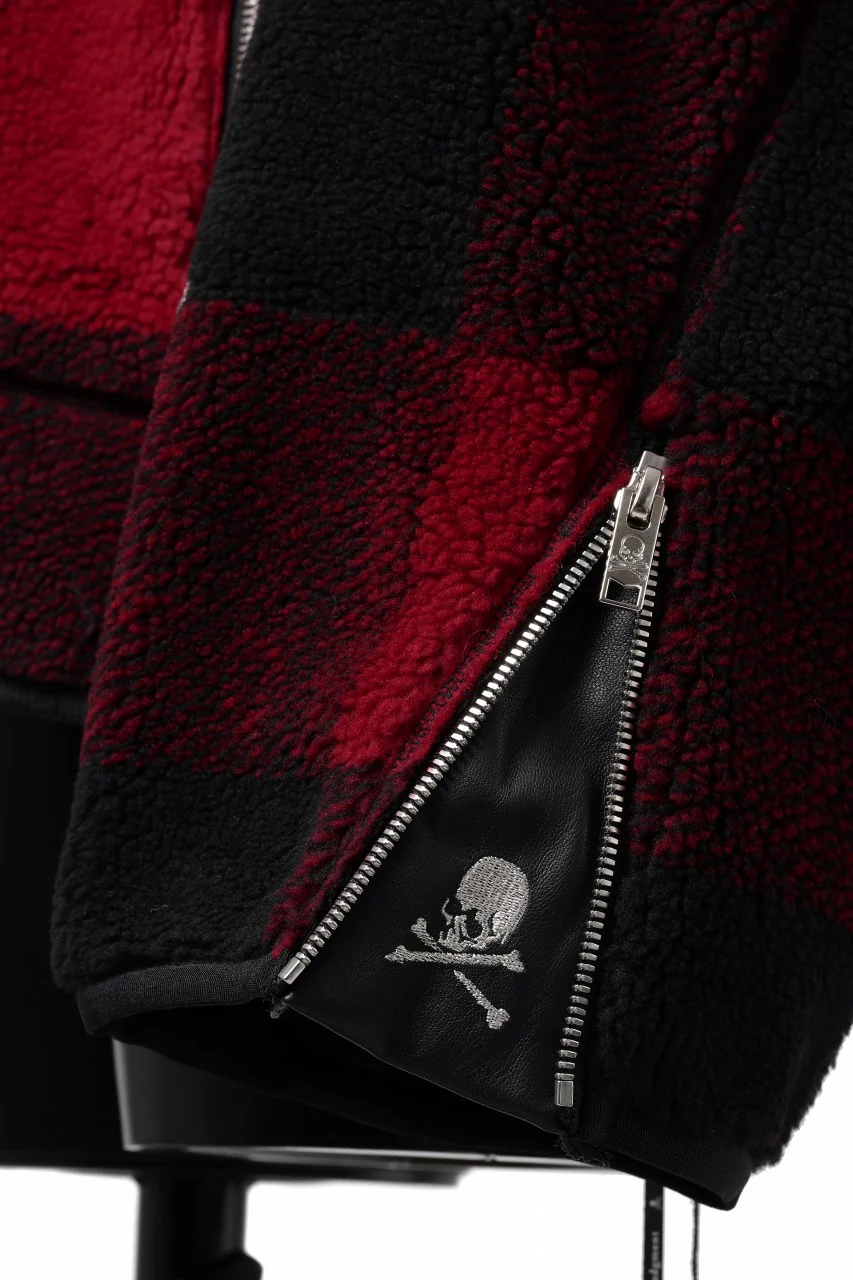 mastermind JAPAN BUFFALO-PLAID SHERPA JACKET / BOXY FIT (BLACK x RED) - Image 23