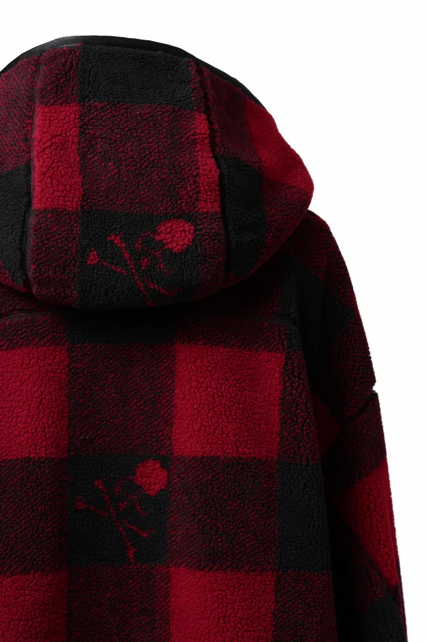 mastermind JAPAN BUFFALO-PLAID SHERPA JACKET / BOXY FIT (BLACK x RED) - Image 24