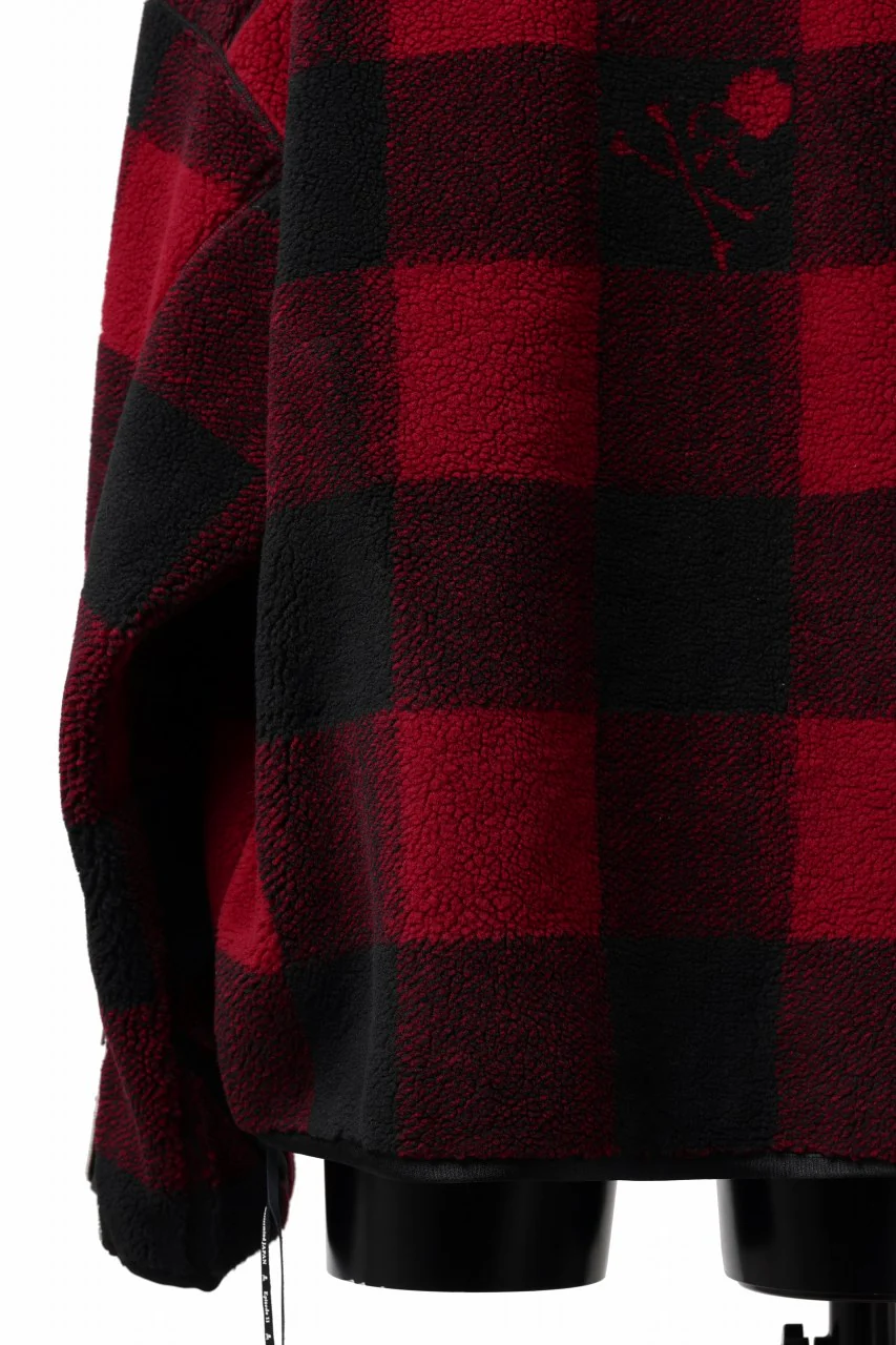 mastermind JAPAN BUFFALO-PLAID SHERPA JACKET / BOXY FIT (BLACK x RED) - Image 25