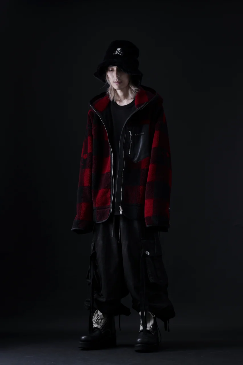 mastermind JAPAN BUFFALO-PLAID SHERPA JACKET / BOXY FIT (BLACK x RED) - Image 28